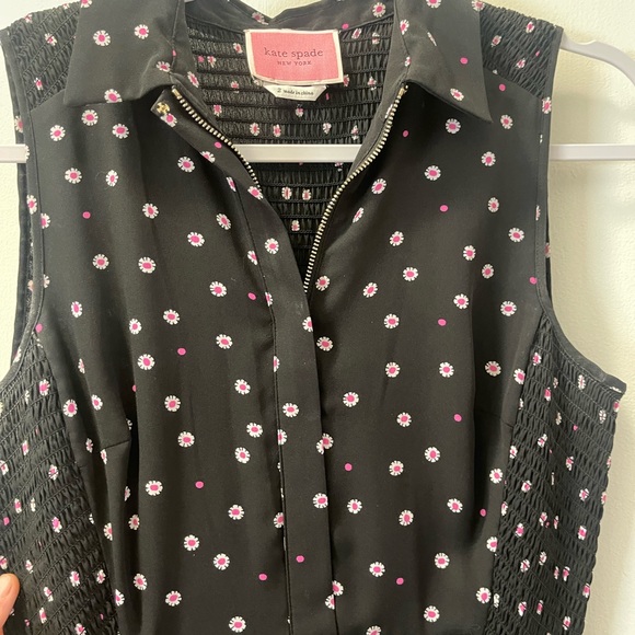 Kate Spade Floral Sleeveless Dress, Black with Pink tiny flowers | Size 2 - Picture 2 of 11